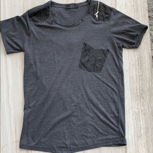 Heather gray and black shirt